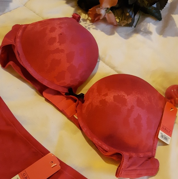 Womens Bra and Panty Set Pink Leopard w/Black Bows - Picture 4 of 8